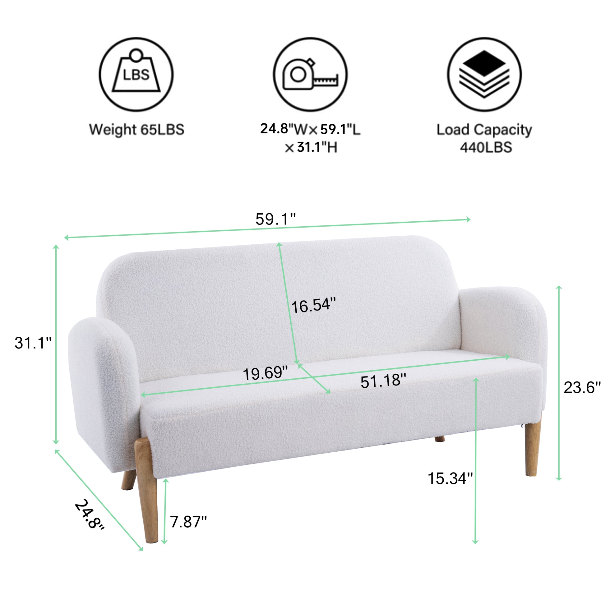 59.1" Teddy Velvet Beige Two Seater Sofa With Three Lumbar Pillows Light Beige Wood Primary Living Space Eucalyptus Square Arms Foam Teddy 2 Seat