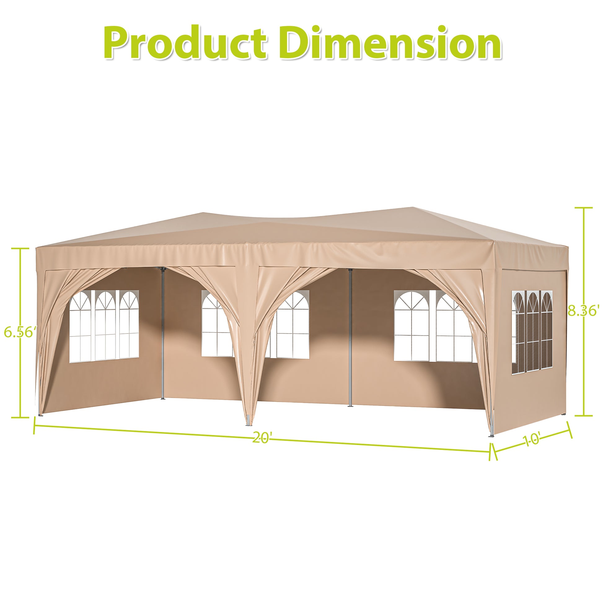 10'X20' Ez Pop Up Canopy Outdoor Portable Party Folding Tent With 6 Removable Sidewalls Carry Bag 6Pcs Weight Bag Beige Beige Metal