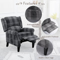 Vintage Armchair Sofa Comfortable Upholstered Leisure Chair Recliner Chair For Living Room Grey Check Grey Fabric 1 Seat