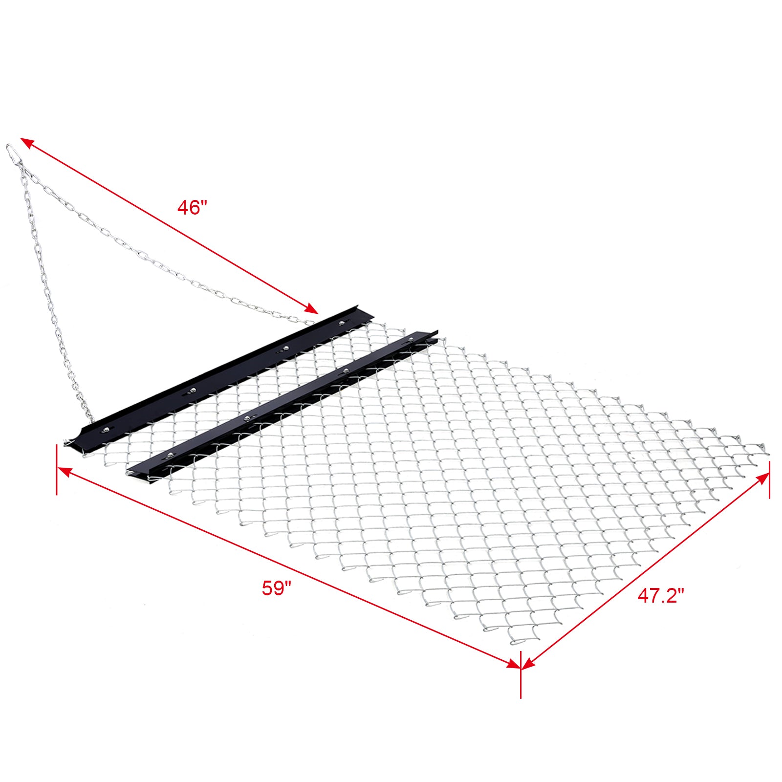 Atv Drag Harrow 4'X5', Chain Harrow For Landscape Leveling Or Sod Prepping, Durable Utv Tractor Attachment Seed Harrow For Gravel Driveway, Field, Yard, Farm, Garden Black Black And Silver Steel