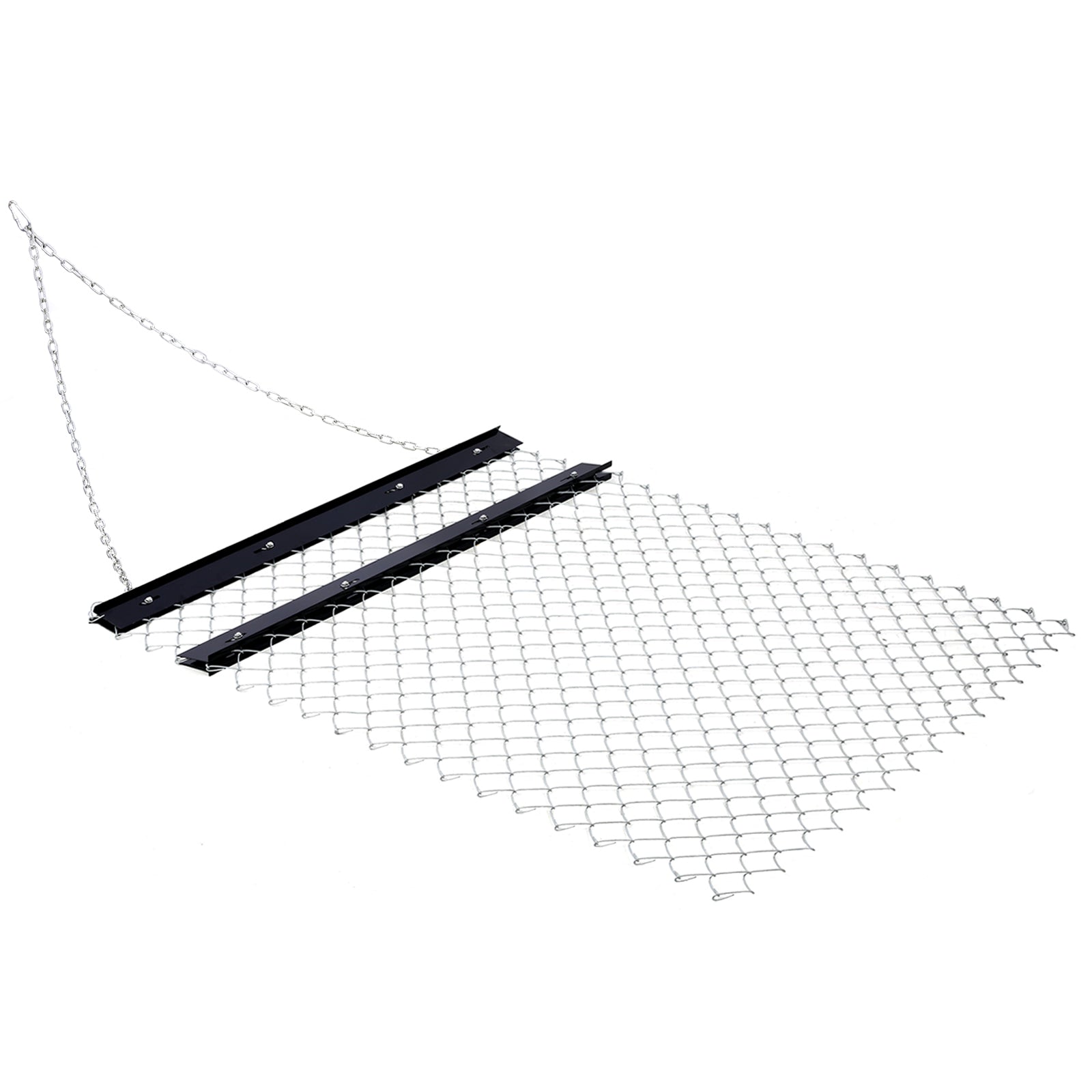 Atv Drag Harrow 4'X5', Chain Harrow For Landscape Leveling Or Sod Prepping, Durable Utv Tractor Attachment Seed Harrow For Gravel Driveway, Field, Yard, Farm, Garden Black Black And Silver Steel