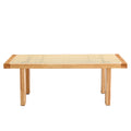 Modern And Minimalist Rectangular Rattan Tabletop With Rubber Wooden Legs, Imitation Rattan Woven Chinese Side Table, Suitable For Small Rectangular Tables In Living Rooms, Dining Rooms, And Bedrooms Natural Wood Solid Wood