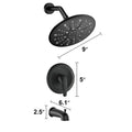 Single Handle Rain Showerhead With Handheld Shower Combo Set With Tub Spout Valve Included Matte Black Plastic