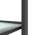Console Table Double Layer Tempered Glass Rectangular Porch Table Black Leg Double Layer Glass Tea Table Black Glass