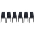 Dining Chair Set For 6 Black Pu