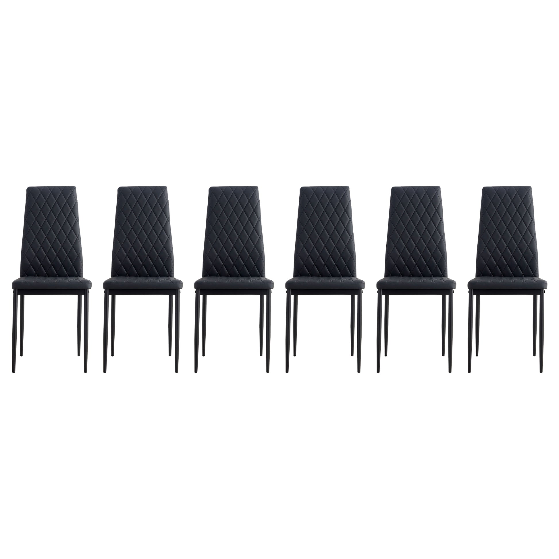 Dining Chair Set For 6 Black Pu