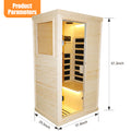 Single Person Spruce Far Infrared Sauna Hair Natural Wood Stainless Steel Glass