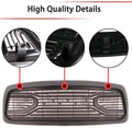 Big Horn Style Front Grille For 2002 2003 2004 2005 Dodge Ram 1500 W Letters Matt Black Abs Abs