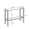 Console Table Double Layer Tempered Glass Rectangular Porch Table Black Leg Double Layer Glass Tea Table Black Glass
