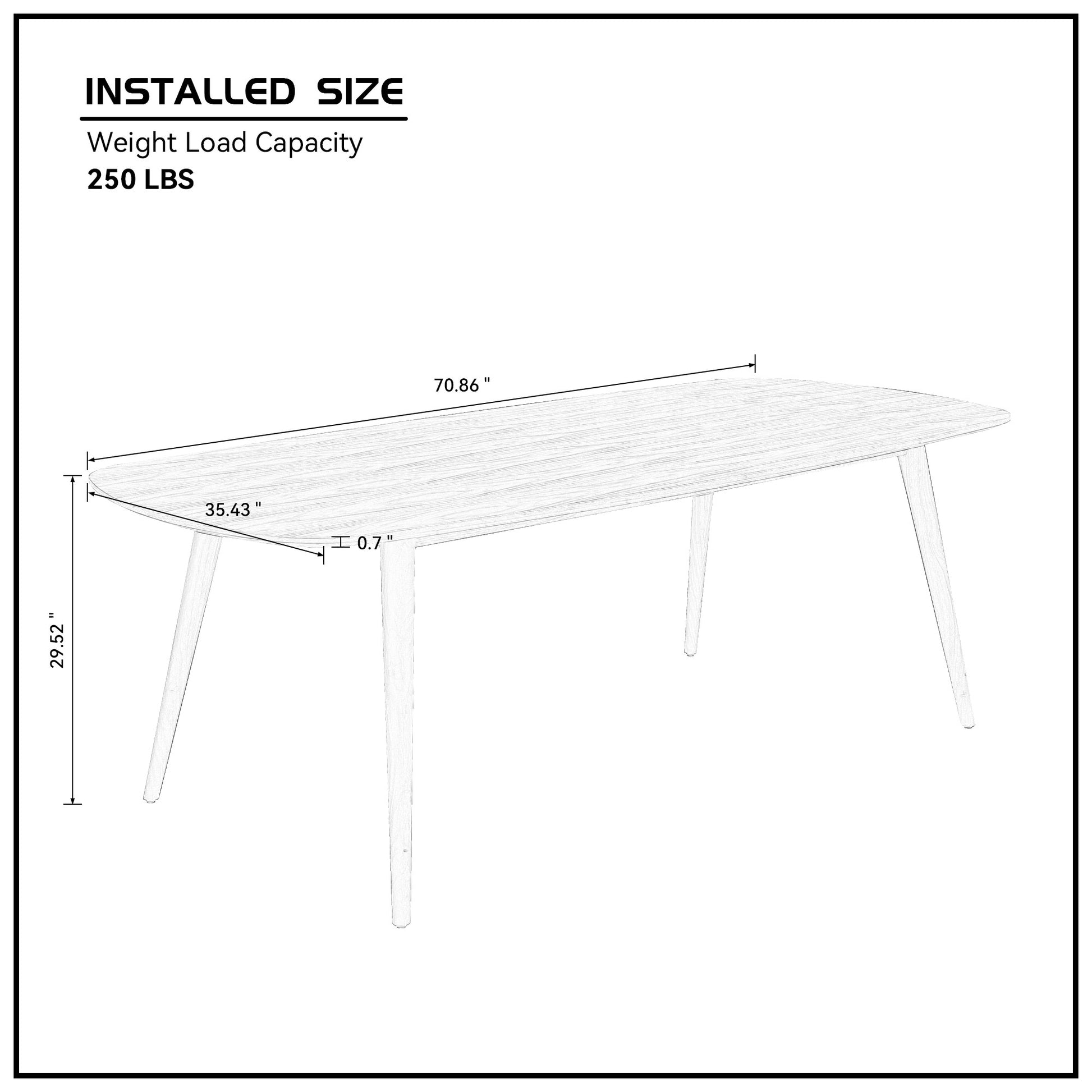 70.87Inch Rectangular Dining Table Walnut Finished Ash Veneer Top 8 Persons Walnut Foam Mdf