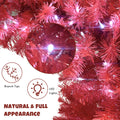 6Ft Hinged Fir Artificial Fir Bent Top Christmas Tree, Xmas Tree Bendable Santa Hat Style Christmas Tree Holiday Decoration,1250 Lush Branch Tips, 300 Led Lights X Mas Red Pvc