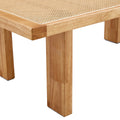 Modern And Minimalist Rectangular Rattan Tabletop With Rubber Wooden Legs, Imitation Rattan Woven Chinese Side Table, Suitable For Small Rectangular Tables In Living Rooms, Dining Rooms, And Bedrooms Natural Wood Solid Wood