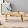 Modern And Minimalist Rectangular Rattan Tabletop With Rubber Wooden Legs, Imitation Rattan Woven Chinese Side Table, Suitable For Small Rectangular Tables In Living Rooms, Dining Rooms, And Bedrooms Natural Wood Solid Wood