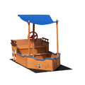 Outsunny Pirate Sandbox With Cover And Rudder, Wooden Sandbox With Storage Bench And Seat, Outdoor Toy For Kids Ages 3 8 Years Old Natural Wood 200 Lbs & Over American Design,Cute,Pastoral 5 To 8 Years Solid Wood Indoor & Outdoor Use