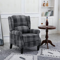 Vintage Armchair Sofa Comfortable Upholstered Leisure Chair Recliner Chair For Living Room Grey Check Grey Fabric 1 Seat