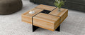 Unique Design Coffee Table With 4 Hidden Storage Compartments, Square Cocktail Table With Extendable Sliding Tabletop, Uv High Gloss Design Center Table For Living Room, 31.5
