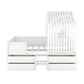 Full Size House Low Loft Bed With Four Drawers,White Box Spring Not Required White Wood Pine