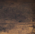 Mid Century, Modern Dining Table With Metal Frame In Distressed Wood & Black Rustic Brown Particle Board