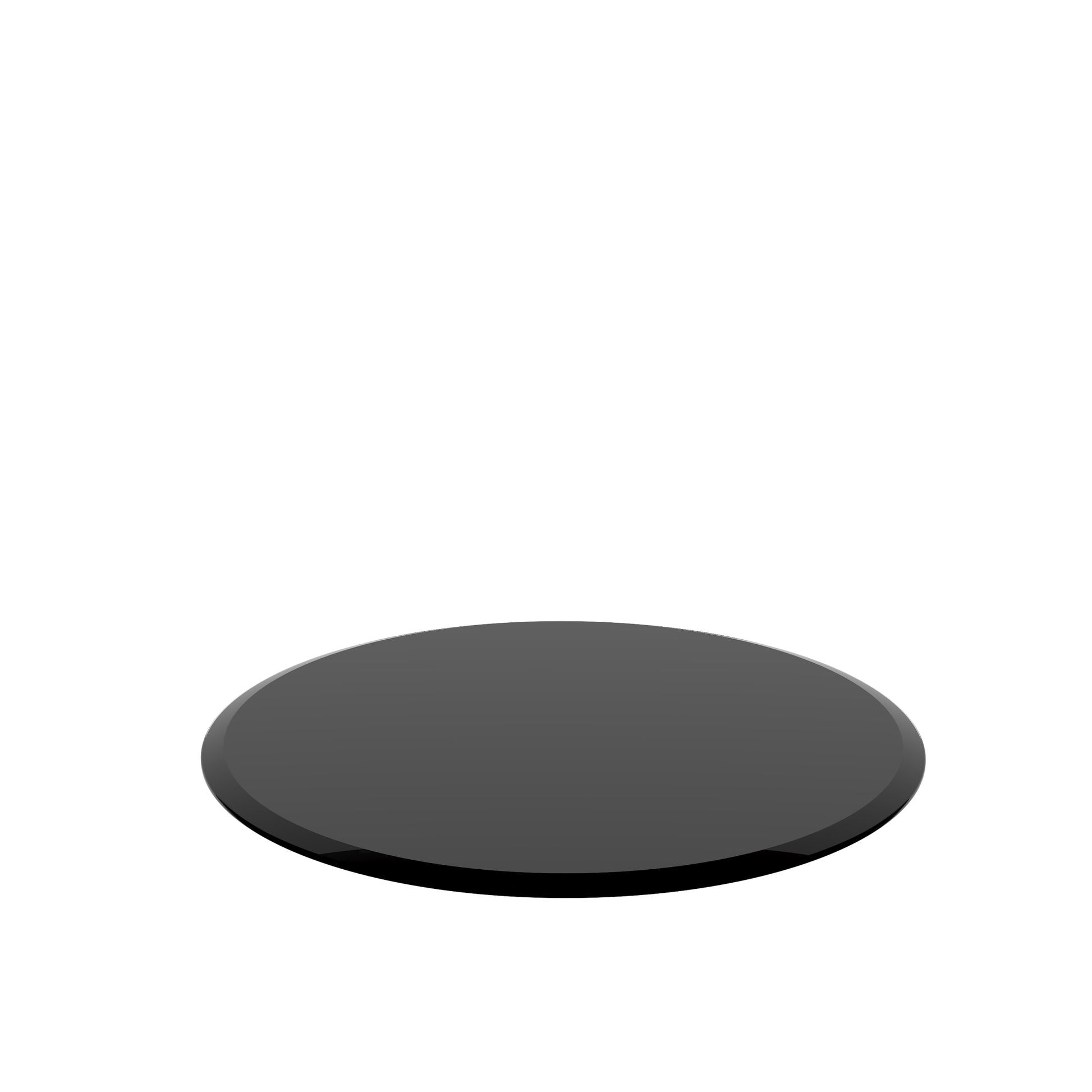 24" Inch Round Tempered Glass Table Top Black Glass 2 5 Inch Thick Beveled Polished Edge Black Tempered Glass