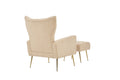 Modern Accent Chair With Ottoman, Comfy Armchair For Living Room, Bedroom, Apartment, Office Nude Cream Primary Living Space Classic Polyester