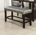 Dining Room Furniture 6Pc Counter Height Dining Set Dining Table W Storage 4X High Chairs 1X Bench Silver Faux Leather Tufted Seats Faux Marble Table Top Silver Seats 6 Espresso Dining Room 60 Inches Bench Seating Classic,Contemporary,Transitional Birch