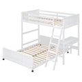 Twin Over Full Bunk Bed With Desk, White White Solid Wood Mdf