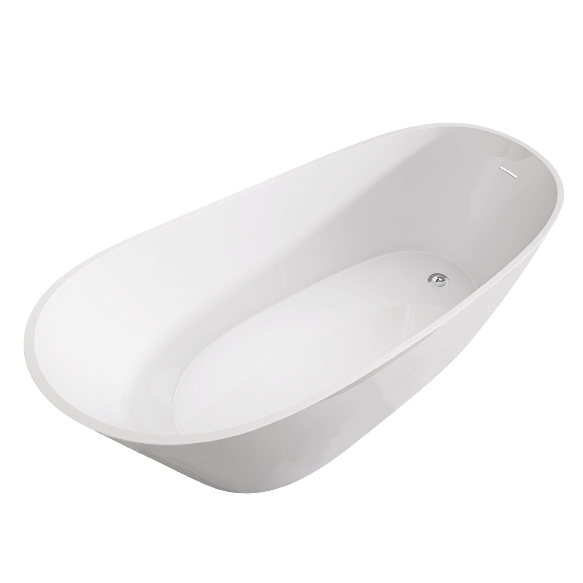 59" Acrylic Free Standing Tub Classic Oval Shape Soaking Tub, Adjustable Freestanding Bathtub With Integrated Slotted Overflow And Chrome Pop Up Drain Anti Clogging Gloss White Gloss White Oval Bathroom Freestanding Tubs Polished 59 61 In Modern Soaking