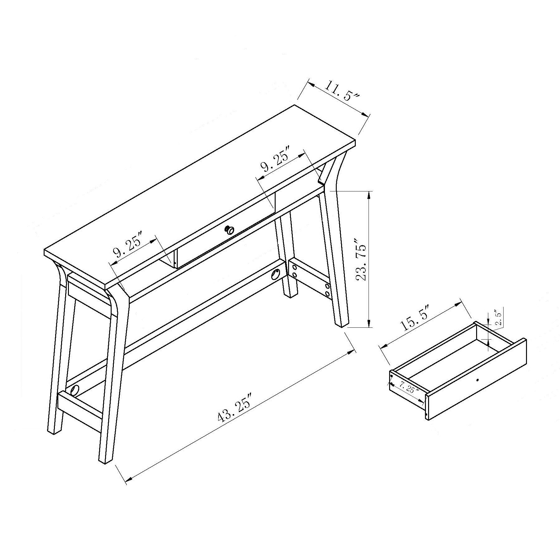 Console Table With One Drawer And Two Open Shelves Grey Gray Particle Board