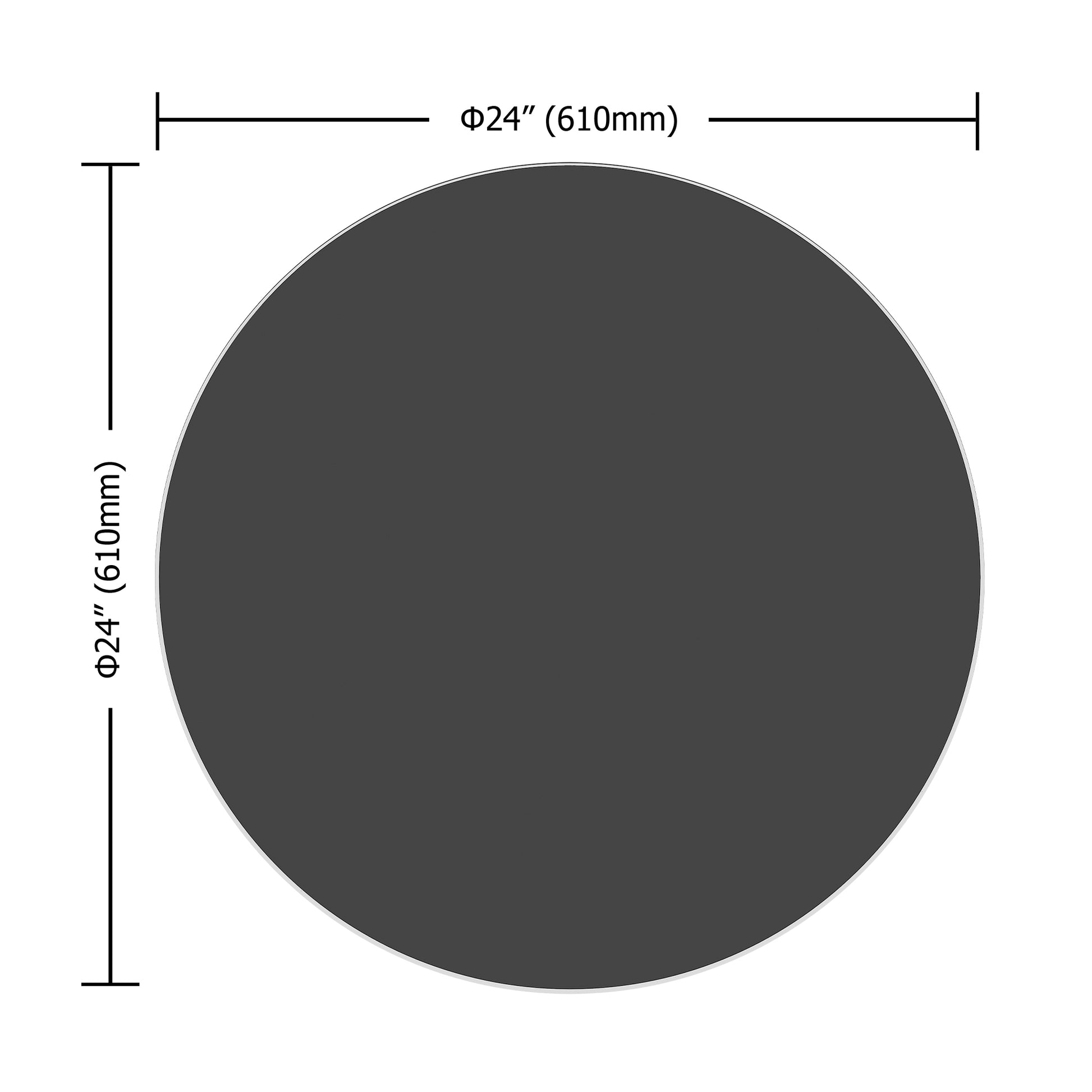 24" Inch Round Tempered Glass Table Top Black Glass 1 4" Inch Thick Round Polished Edge Black Tempered Glass