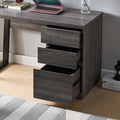 Executive Home Office Desk With Two Storage Drawers And File Cabinet Distressed Grey & Black Grey Particle Board