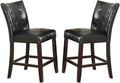 Modern Counter Height Chairs Black Faux Leather Tufted Set Of 2 High Chairs Dining Seating Black Brown Dining Room Contemporary,Modern Dining Chairs Birch Tufted Back Mdf