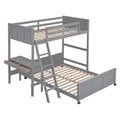 Twin Over Full Bunk Bed With Desk, Gray Gray Solid Wood Mdf