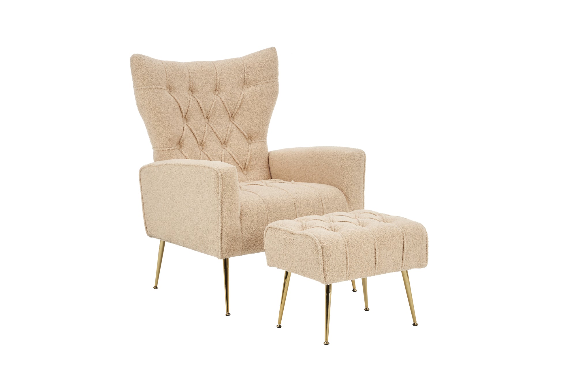 Modern Accent Chair With Ottoman, Comfy Armchair For Living Room, Bedroom, Apartment, Office Nude Cream Primary Living Space Classic Polyester