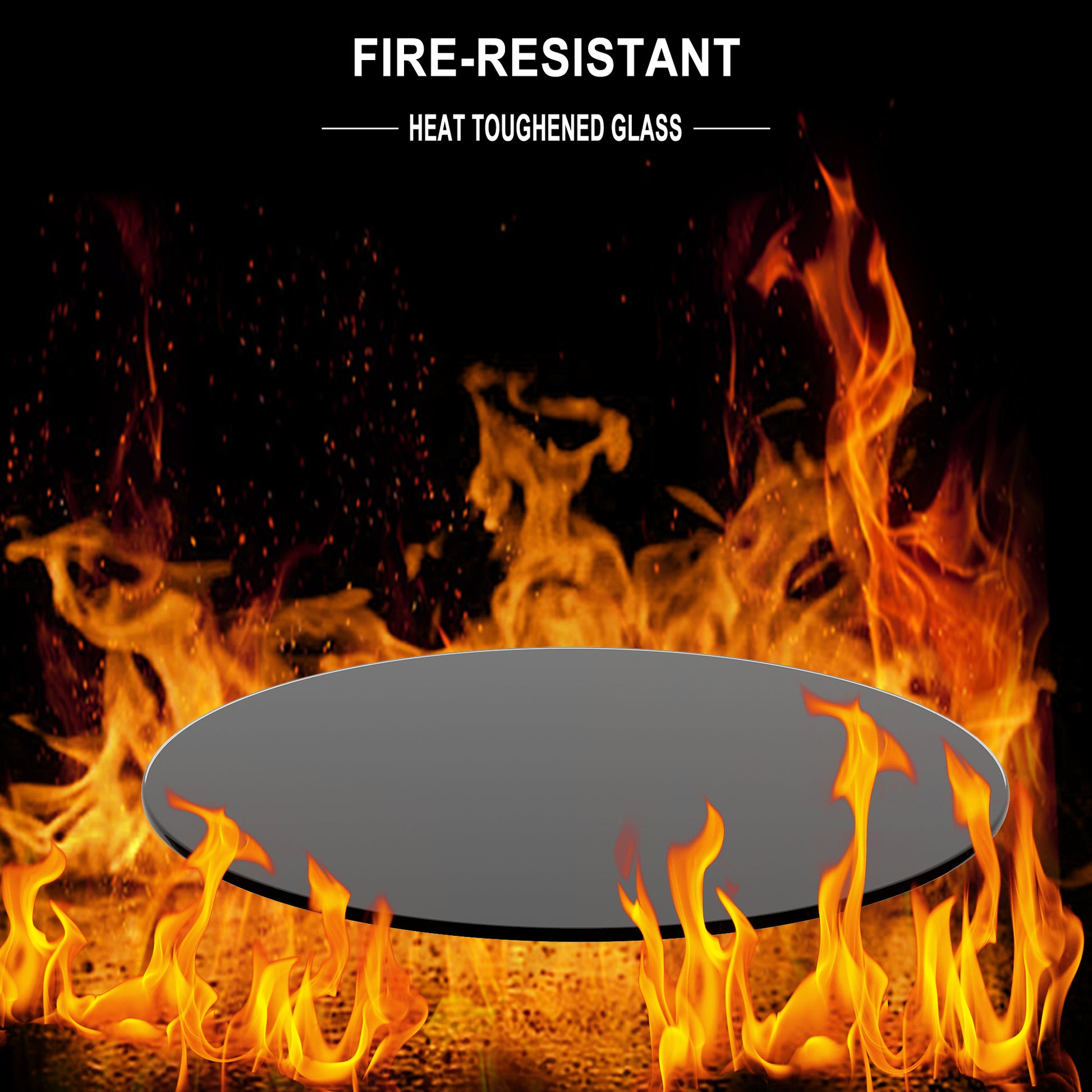 30" Inch Round Tempered Glass Table Top Black Glass 1 4" Inch Thick Round Polished Edge Black Tempered Glass