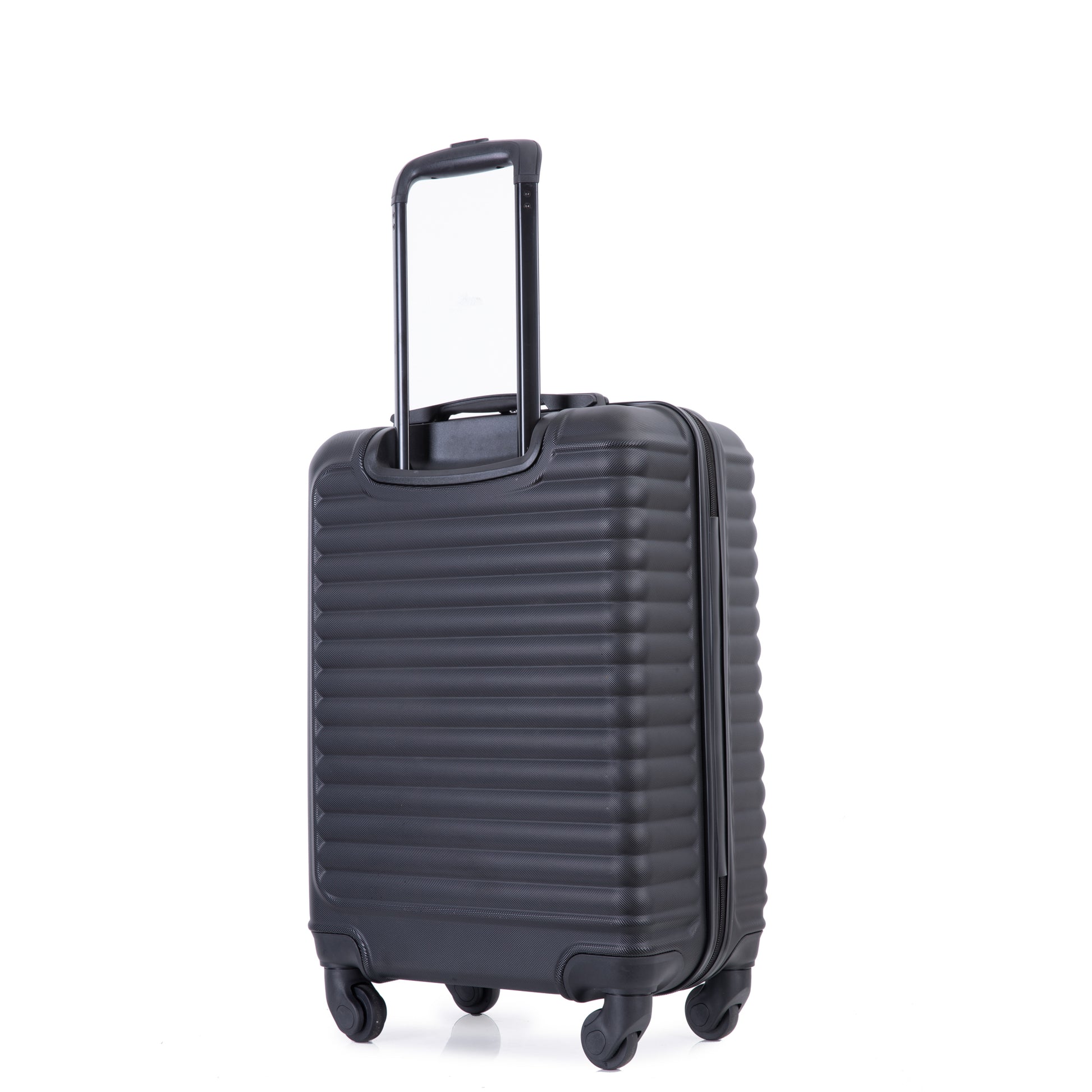 20" Carry On Luggage Lightweight Suitcase, Spinner Wheels, Black Black Abs