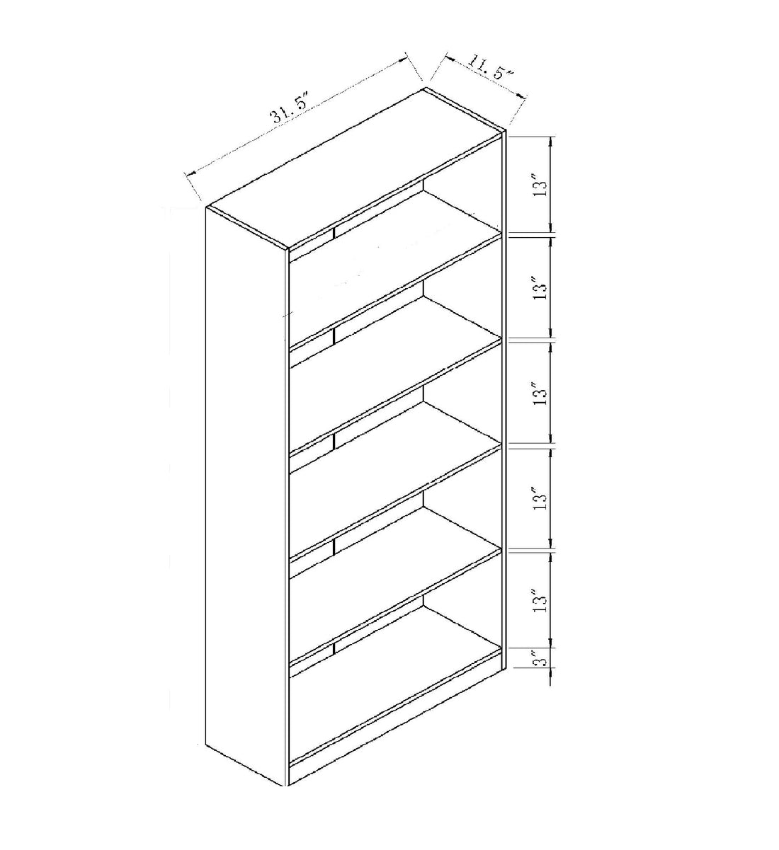 White Bookcase Display, Modern Bookstand With Five Shelves White Particle Board