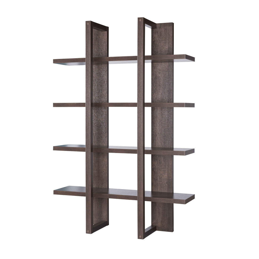 Wooden 4 Tier Display Organizing Cabinet, Tall Bookcase With Open Shelving Walnut Oak Walnut Particle Board