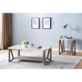 Marble Tabletop Home Accent Table, Modern End Table, Faux Marble White & Dark Taupe Taupe Particle Board