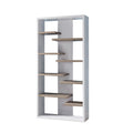 Mid Century Display Cabinet, Open Back Display Cabinet With 8 Shelves White & Dark Taupe White Particle Board