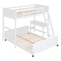 Twin Over Full Bunk Bed With Desk, White White Solid Wood Mdf