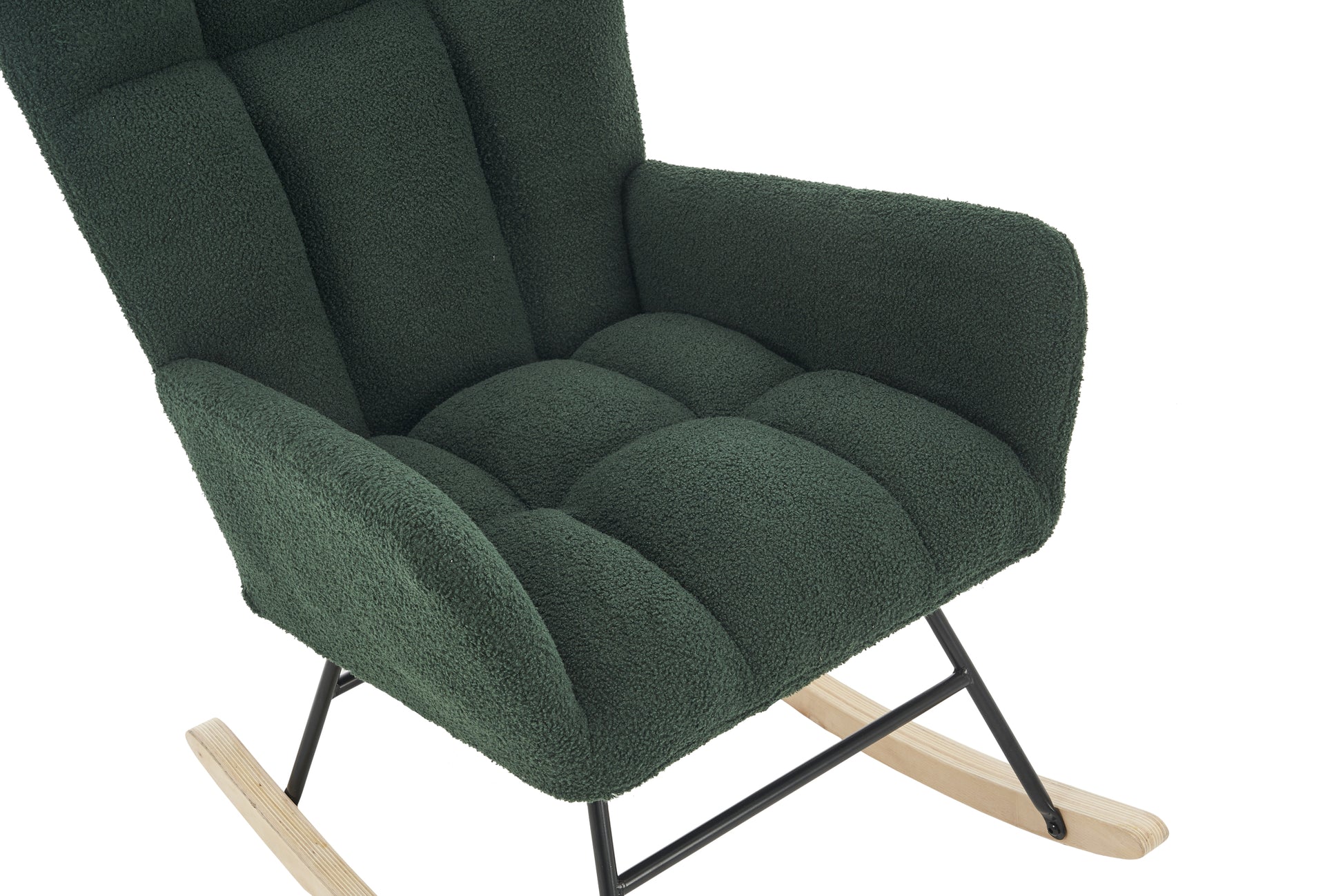 Rocking Chair Nursery, Solid Wood Legs Reading Chair With Teddy Fabric Upholsterednap Armchair For Living Rooms, Bedrooms, Offices, Best Gift,Emerald Teddy Fabric Emerald Primary Living Space Modern Rocking Chairs Polyester