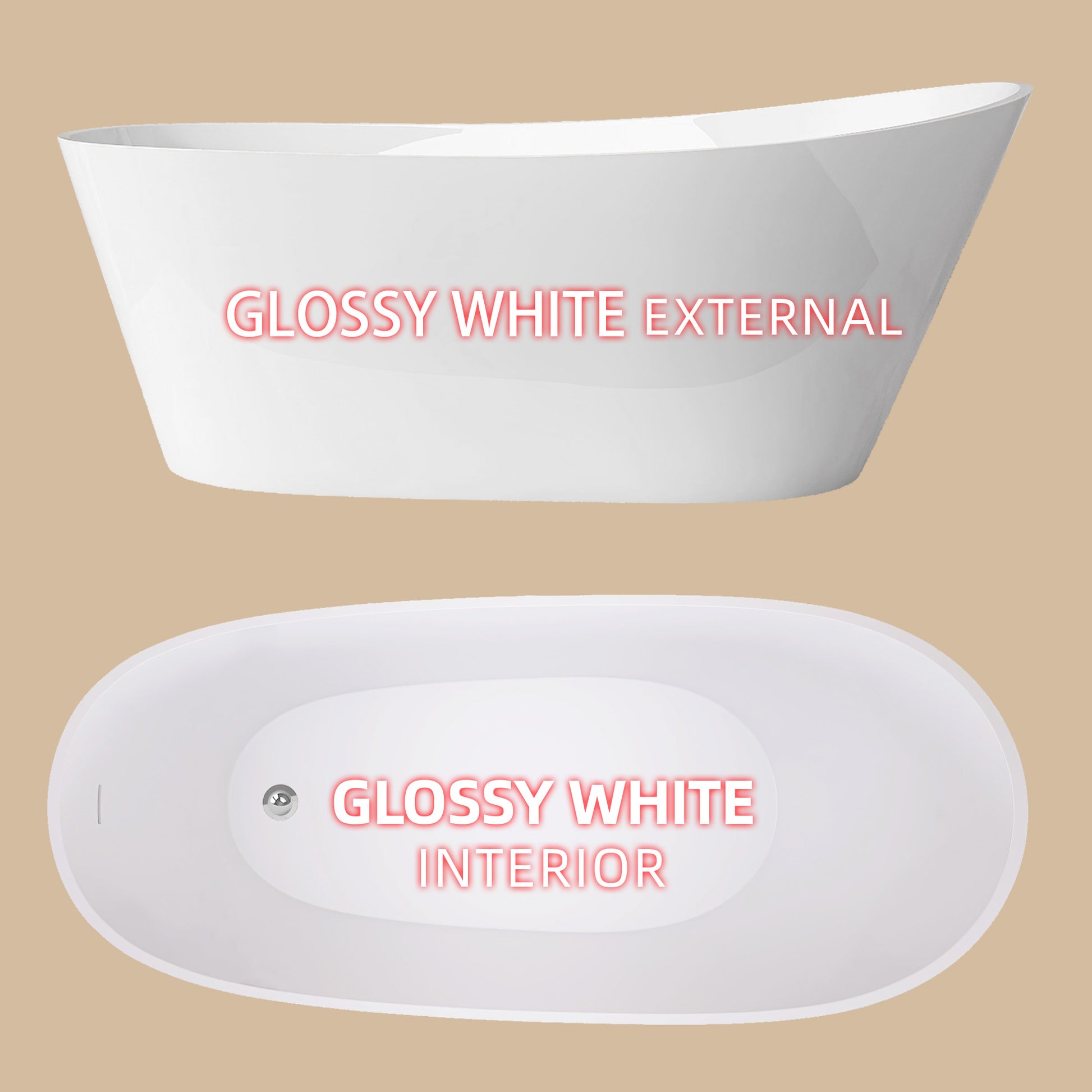 59" Acrylic Free Standing Tub Classic Oval Shape Soaking Tub, Adjustable Freestanding Bathtub With Integrated Slotted Overflow And Chrome Pop Up Drain Anti Clogging Gloss White Gloss White Oval Bathroom Freestanding Tubs Polished 59 61 In Modern Soaking