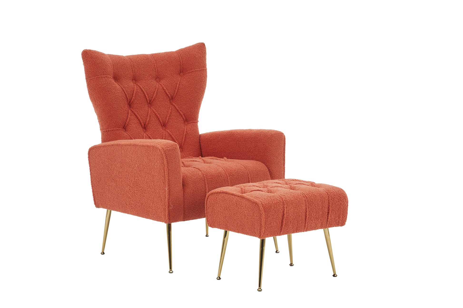 Modern Accent Chair With Ottoman, Comfy Armchair For Living Room, Bedroom, Apartment, Office Brick Red Brick Red Primary Living Space Classic Polyester
