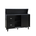 Buffet Cabinet, Coffee Bar With Storage Compartments, Two Drawers, Shelving With Sliding Door, Black Black Particle Board