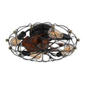 Low Profile Caged Ceiling Fan With Lights Remote Control, Embedded Modern Industrial Ceiling Fan Black Modern Abs