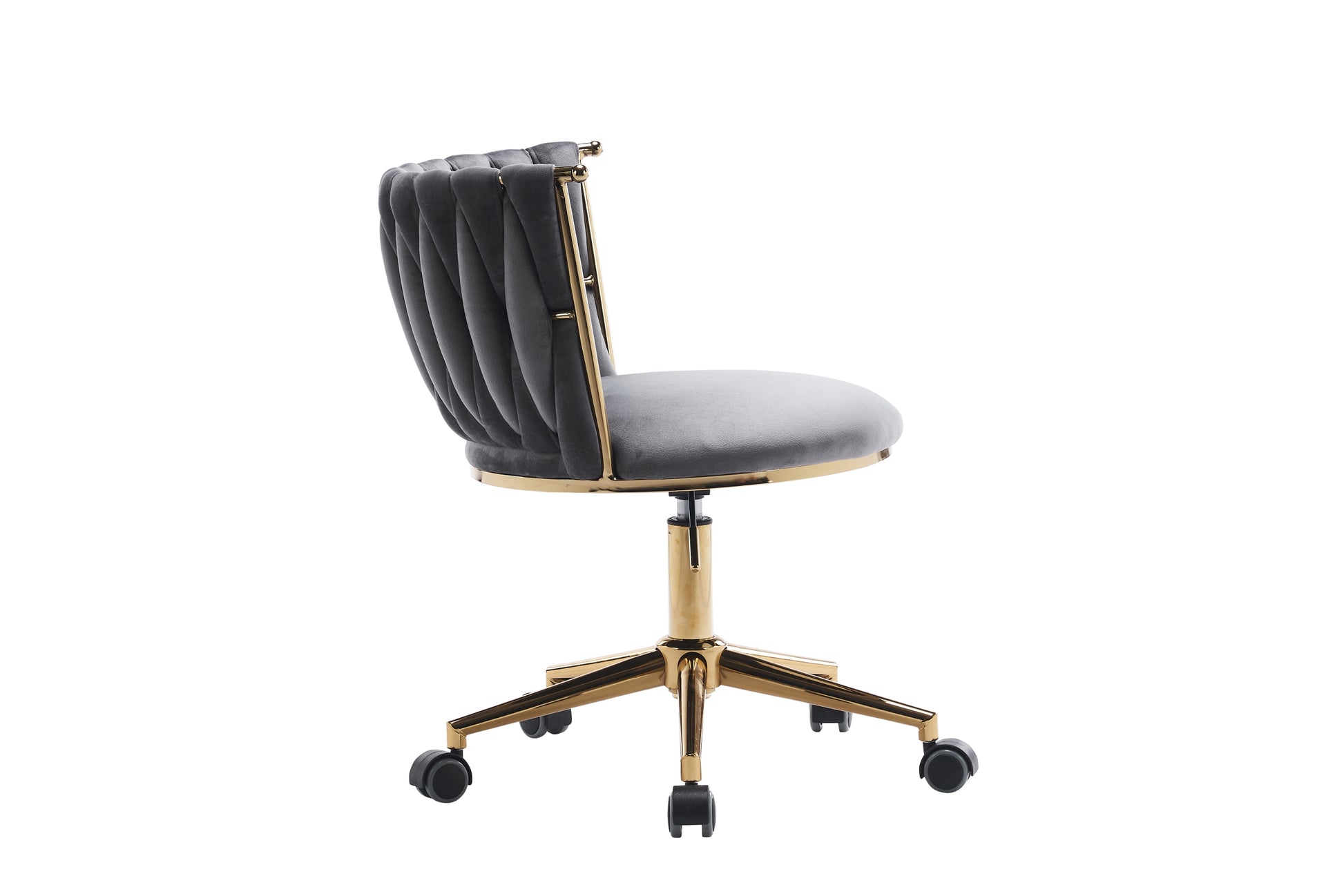 Office Desk Chair, Upholstered Home Office Desk Chairs With Adjustable Swivel Wheels, Ergonomic Office Chair For Living Room, Bedroom, Office, Vanity Study Dark Grey Dark Gray Office Modern Foam Velvet