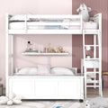 Twin Over Full Bunk Bed With Desk, White White Solid Wood Mdf