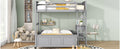 Twin Over Full Bunk Bed With Desk, Gray Gray Solid Wood Mdf