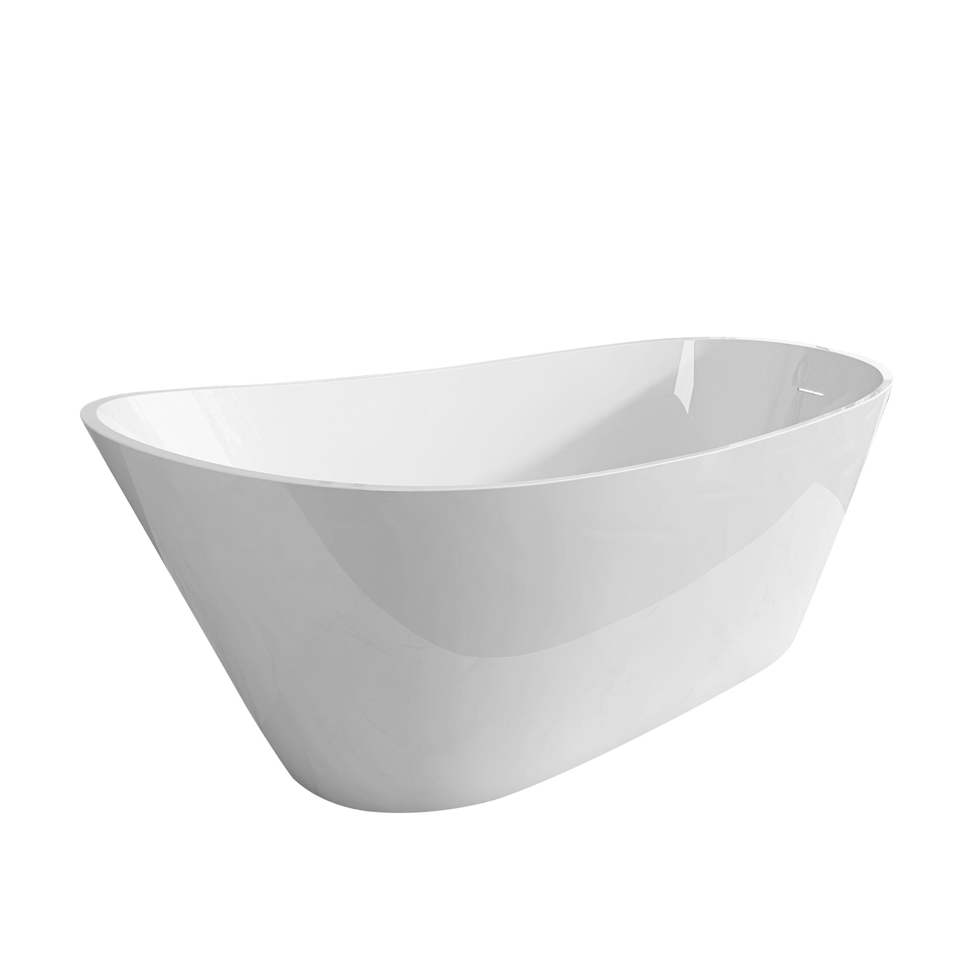 59" Acrylic Free Standing Tub Classic Oval Shape Soaking Tub, Adjustable Freestanding Bathtub With Integrated Slotted Overflow And Chrome Pop Up Drain Anti Clogging Gloss White Gloss White Oval Bathroom Freestanding Tubs Polished 59 61 In Modern Soaking