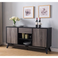 Black And Grey Sideboard Tv Stand Buffet With Two Doors One Drawer And Six Shelves Black Gray Particle Board Mdf